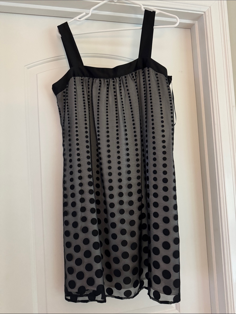 White House Black Market Black Polka Dot Mesh Slip